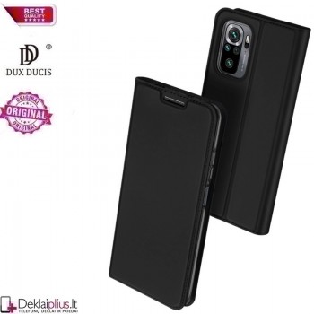 Dux Ducis dirbtinės odos atverčiamas dėklas - juodas (telefonams Xiaomi Redmi Note 10/Note 10S/Poco M5S)